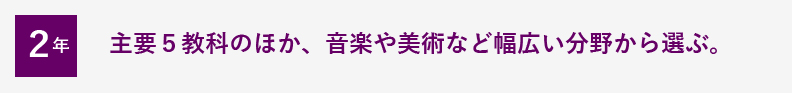 主要５教科のほか、音楽や美術など幅広い分野から選ぶ。
